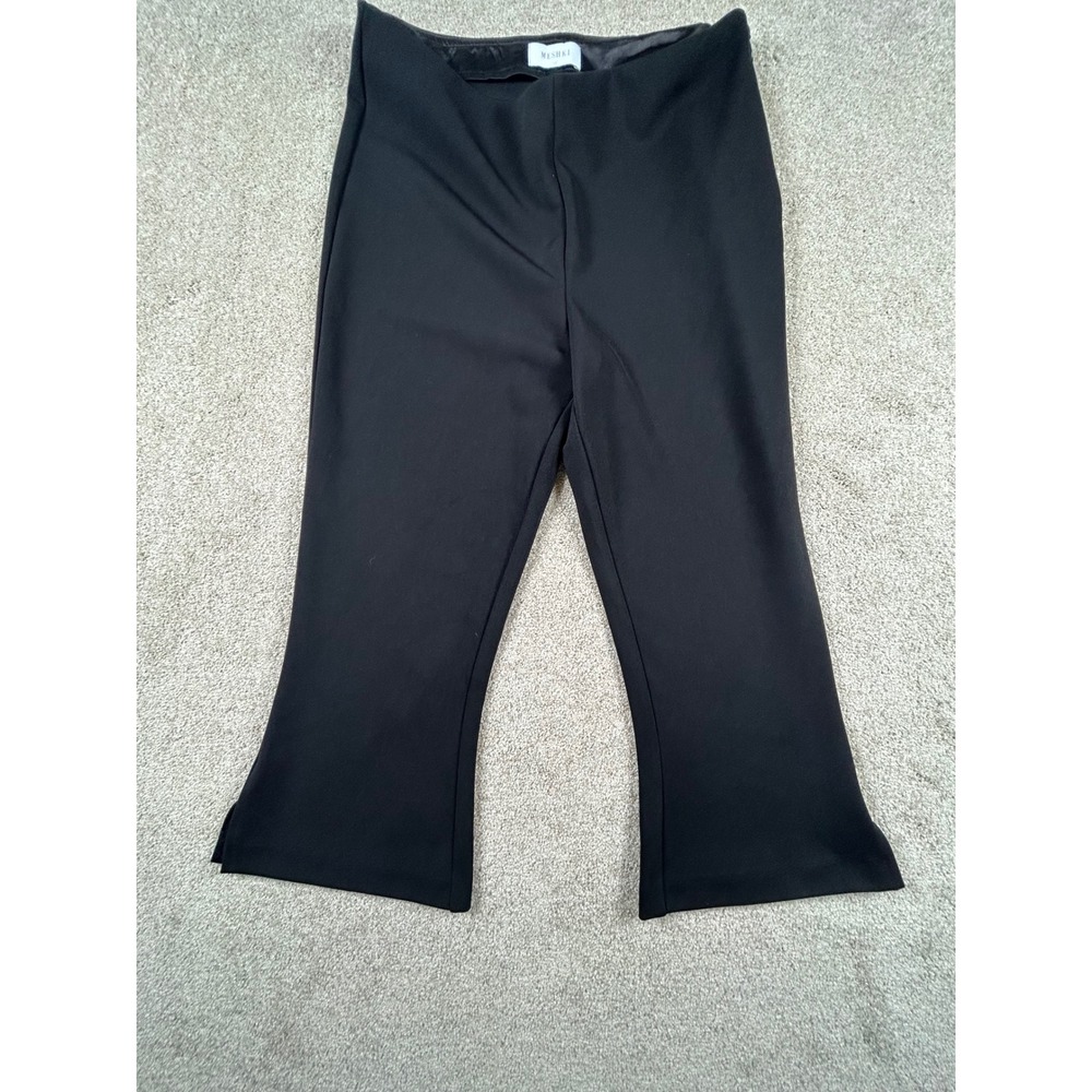Meshki Black High‎ Waisted Cropped Flare Pants Side Slit Trousers Womens XS